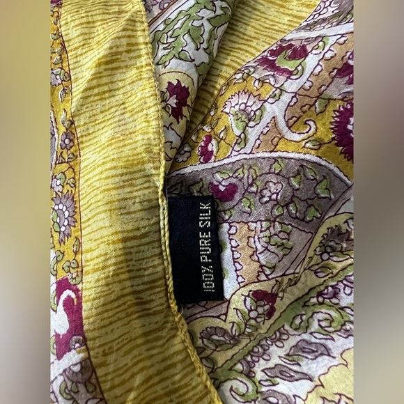 Used Art Silk Print  Scarf Casual Woman Yellow - Picture 11 of 12